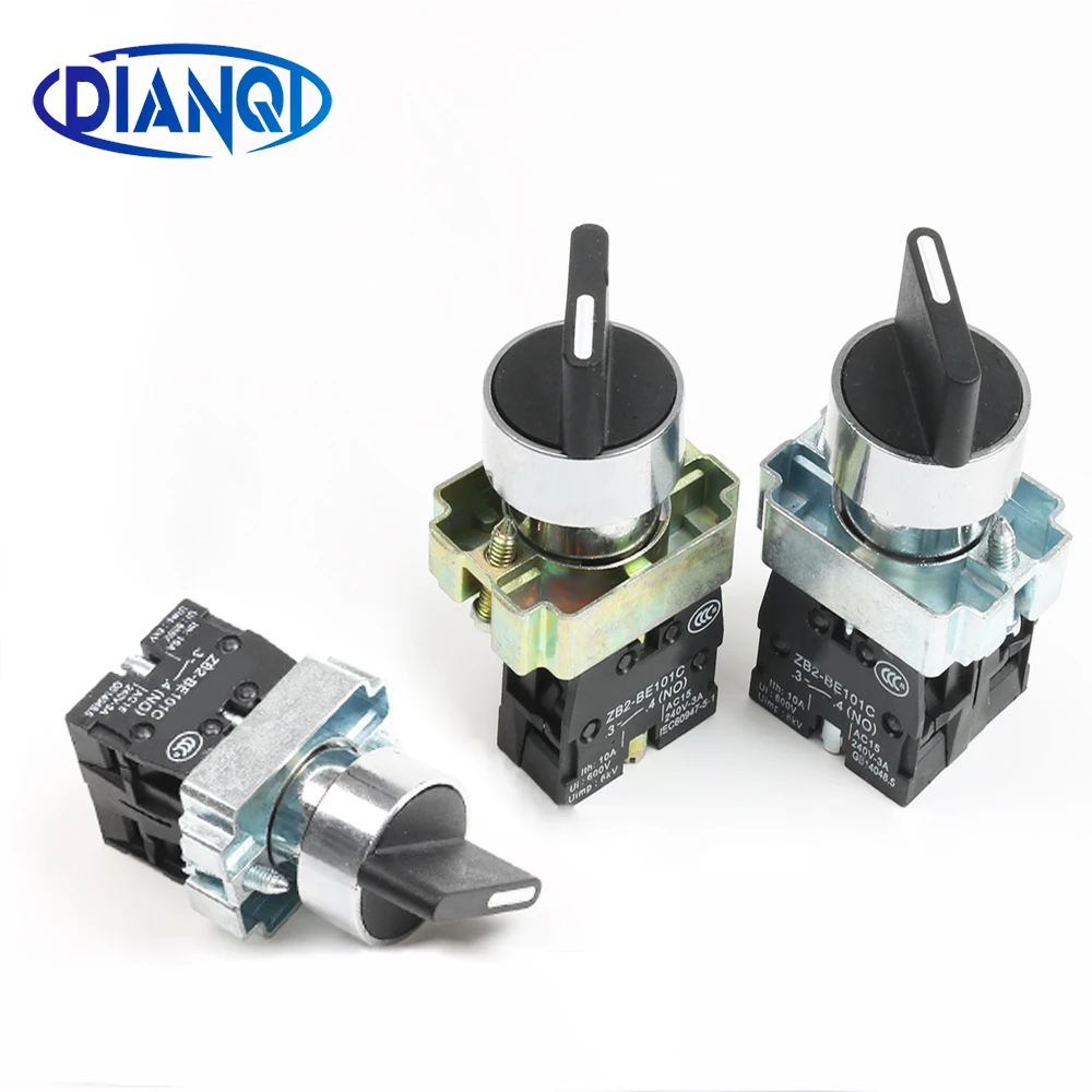 

XB2-BD21 BD25 BD33 BD53 BD73 1NO/2NO/1NO1NC 2/3 position Latching self-locking selector push button switch Momentary self-Reset