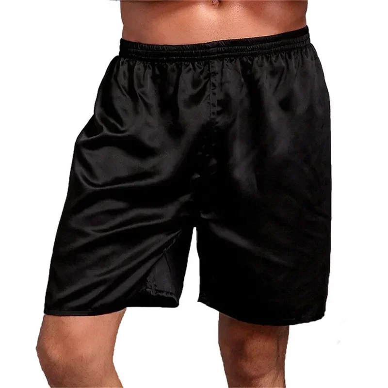 

Robes Satin Silk Men's Sleepwear Nightwear Bottoms Underwear 2021 Boxers For Summer Sleep Solid Homewear Men Shorts Pajamas