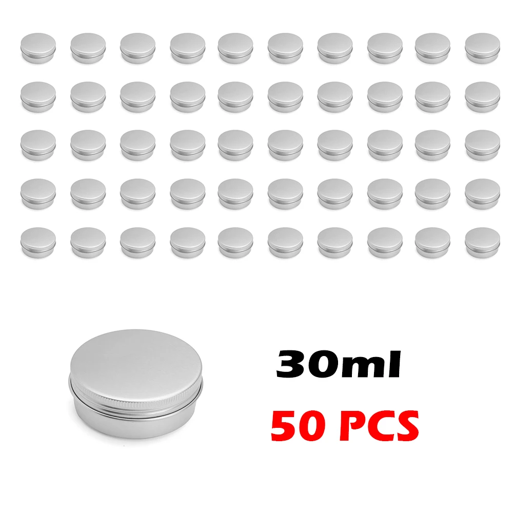 

Круглые алюминиевые банки серебристого цвета 5/50 шт.
