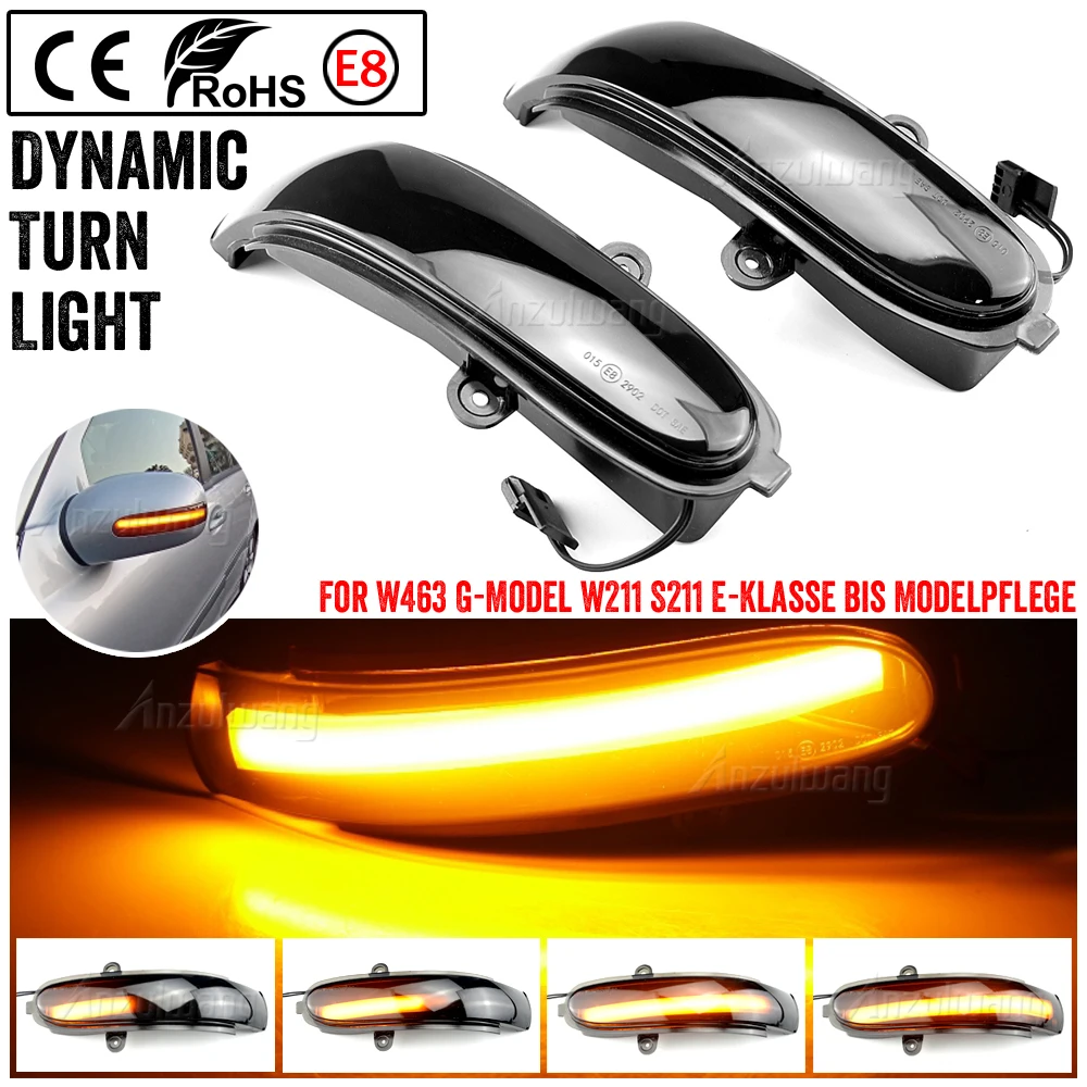 

LED Dynamic Blinker Side Mirror Indicator Sequential Turn Signal Light For Mercedes Benz E Class W211 S211 2002-07 G Class W463
