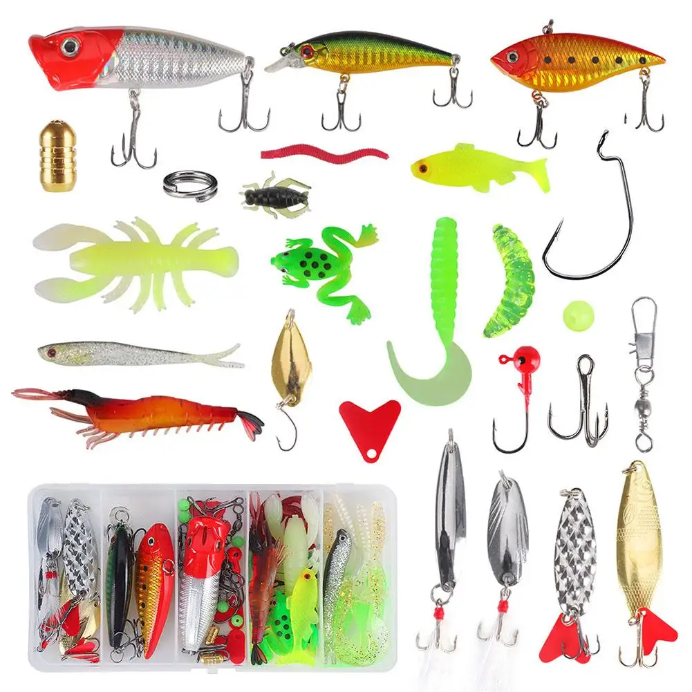 

2023 78pcs Fishing Lures Kit With Portable Tackle Box Minnow Vib Fishing Accessories For Bass Trout Salmon New Wholesale