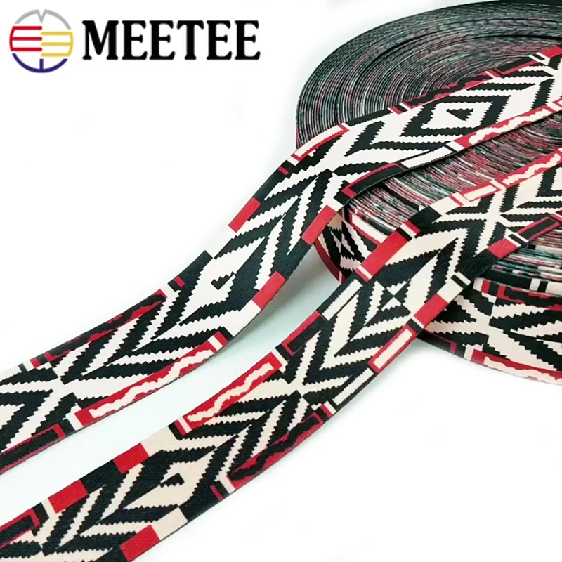 

2/5Meter Meetee 38/50mm Printed Nylon Webbing Jacquard Lace Ribbon for Bags Belt Strap DIY Garment Decoration Sewing Material