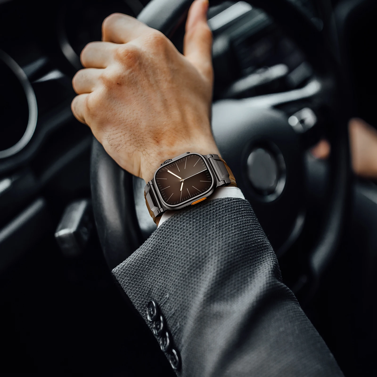 Ремешок VWAR TOP из натуральной кожи для Apple Watch Ultra 3 2 49 мм, титановый разъем для iWatch Series 11 10 9 8 7 SE 46 мм, 45 мм, ремешок (art.: 3920d2fec34cb) - 3920d2fec34cb