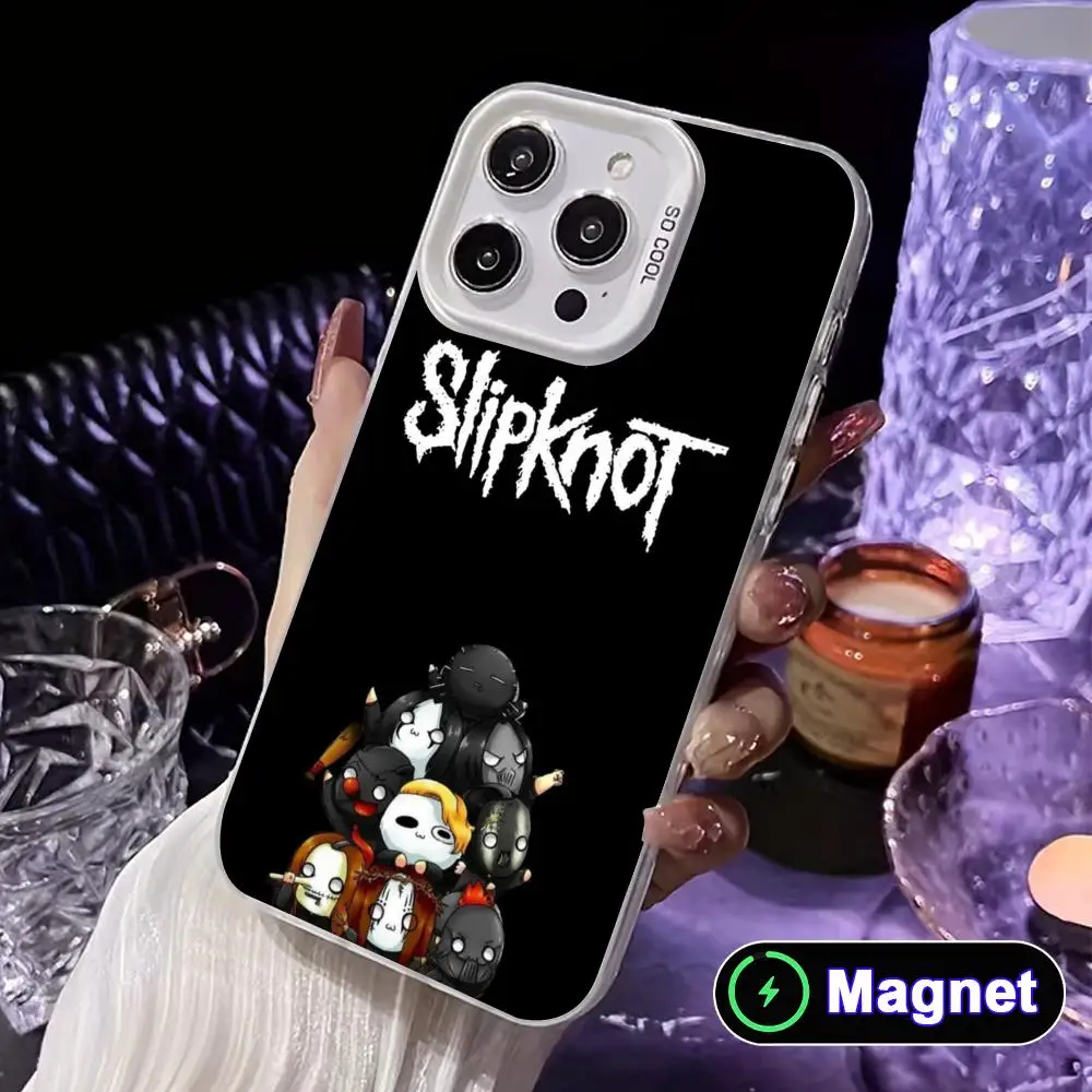 Модный чехол S-Slipknot-S для iPhone 17 16 15 14 13 12 11 X XR XS Air Pro Max Plus, цветной, серебристый, с магнитом (art.: 3920dafce6dec) - 3920dafce6dec