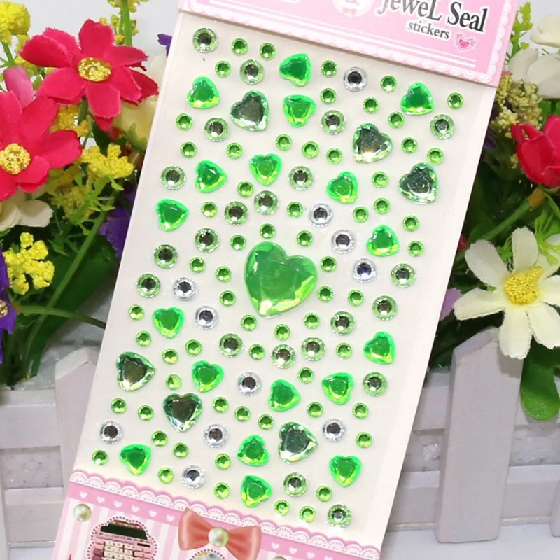 Heart-shape 3D Face Eyes Decorations Temporary Tattoos Acrylic Crystal Diamond Rhinestone Gem Nail Art Stickers Fake Tattoo - купить по