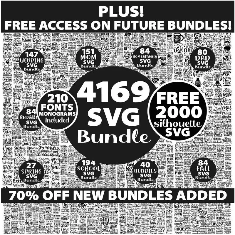 

4000 Vector Bundle Files SVG DXF EPS Fonts for Cricut Designs Digital Products Download Not Physical Item