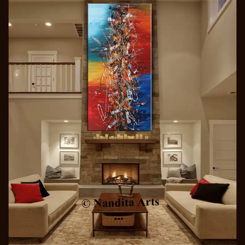 

Large Wall Art Original Abstract Painting on Canvas, Multicolored Oil Paintings Luxury style modern art living room decor huge