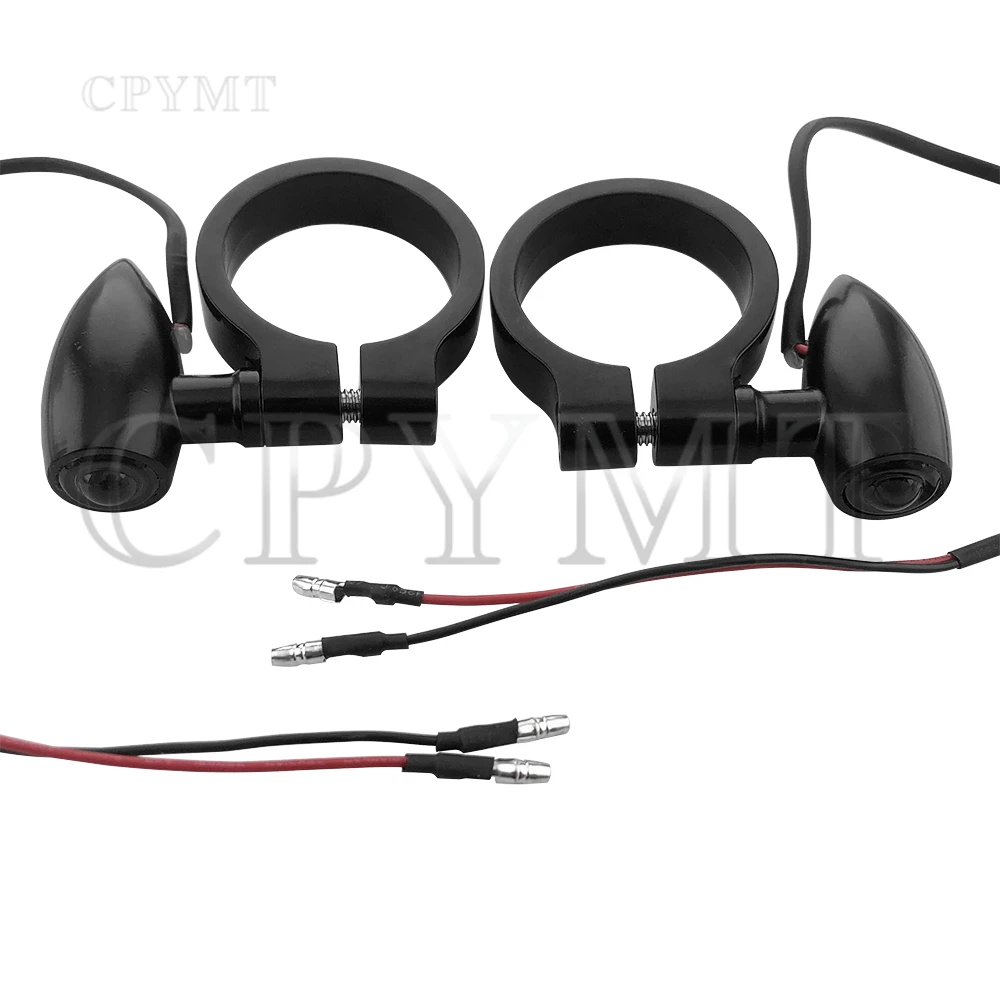 41mm Front Fork Motorcycle Tubes Turn Signal LED Lights Amber Blinker Light Motorbike Bracket Indicator Lamps