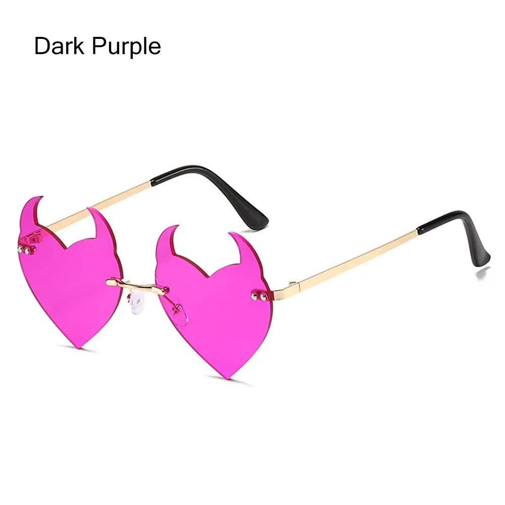 

Декоративные очки для косплея на Хэллоуин, раньше, модные очки в форме сердца, УФ-рога, дьявола, рога, солнцезащитные очки без оправы