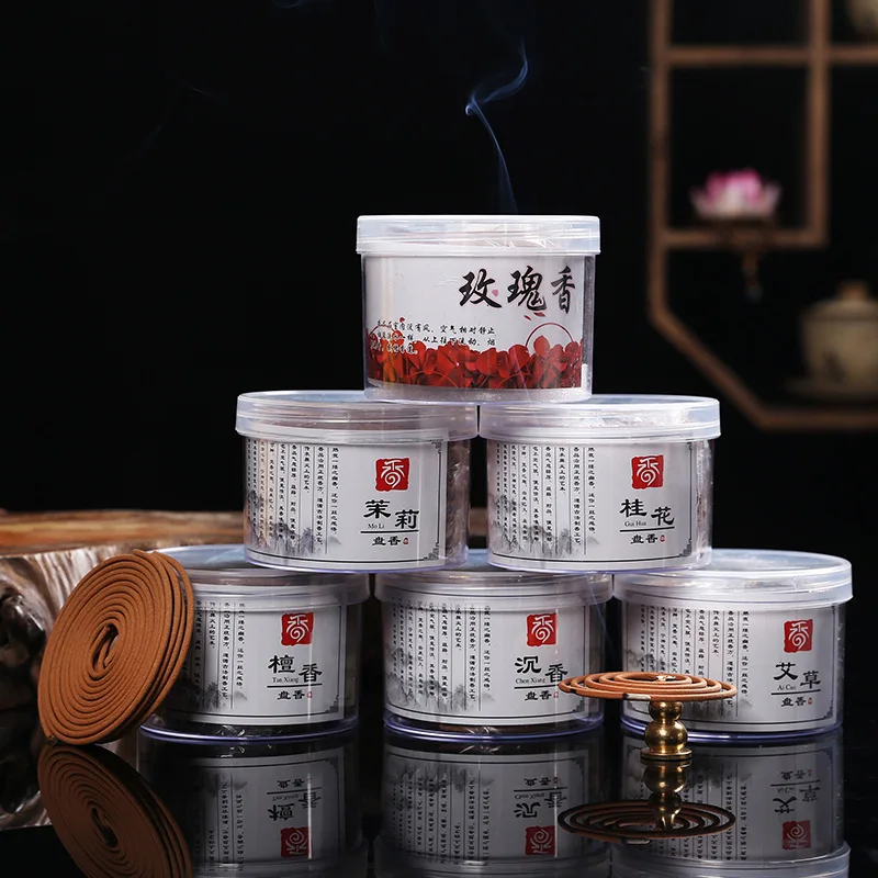 

40pcs/box Coil Incense Jasmine Rose Sandalwood Wormwood for Burner Pray Budda Relax Home Office Teahouse Fragrance Anti-odour