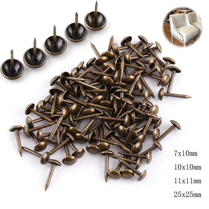 

Antique Brass Bronze Upholstery Nail Jewelry Gift Wine Case Box Sofa Decorative Tack Stud Pushpin Doornail Hardware100Pcs