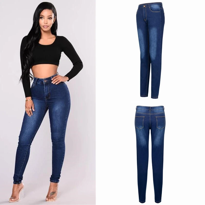 

Women's Grinding White Elastic Skinny Stretch Jeans Plus Size 3XL High Waist Jeans Washed Casual Denim Pencil Pants Women Jeans