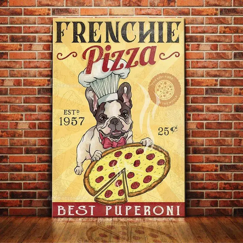 

French Bulldog Coffee Club Dogs Metal Sign Funny Fries Tin Poster Home Decor Bar Wall Art Painting Dog Lover Poster decor -4