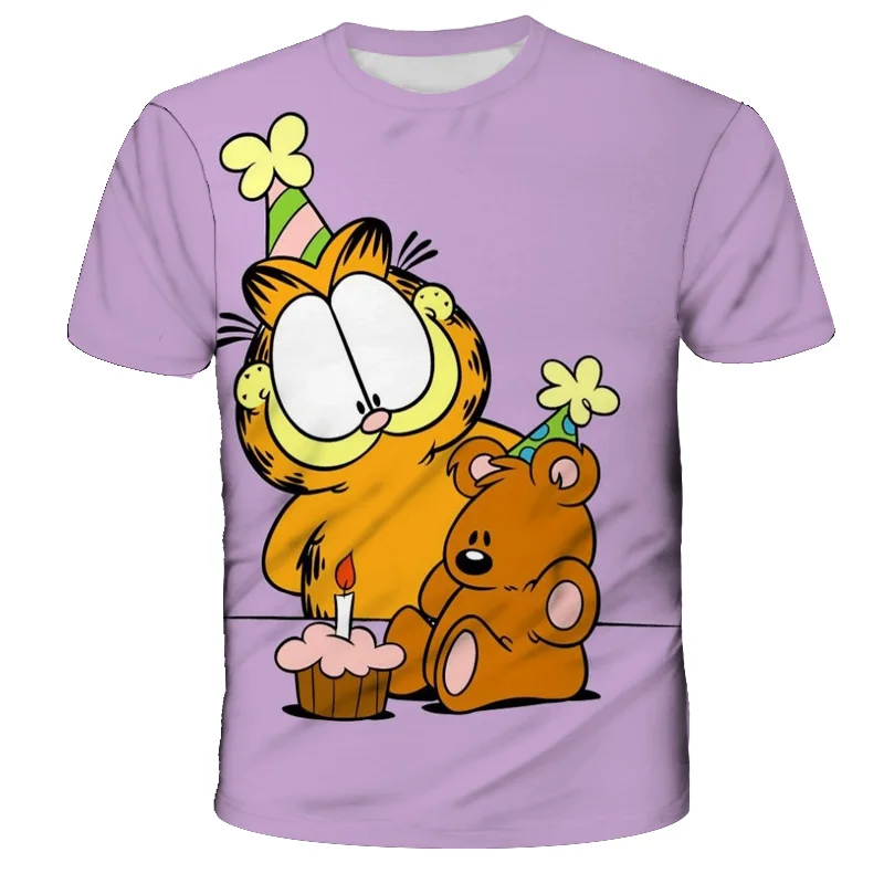 New Summer kids Clothing Cute Cartoon Garfield- T-Shirt Kids Cool Camiseta 3D Short Sleeved Fashion cute