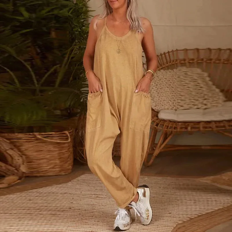 

Женский пляжный комбинезон с круглым вырезом, свободного покроя