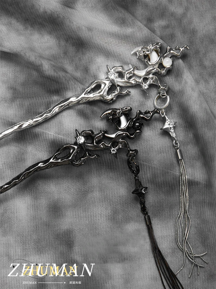 Новинка 2024 заколка для волос с бахромой из темной Луны костяной орхидеи женская