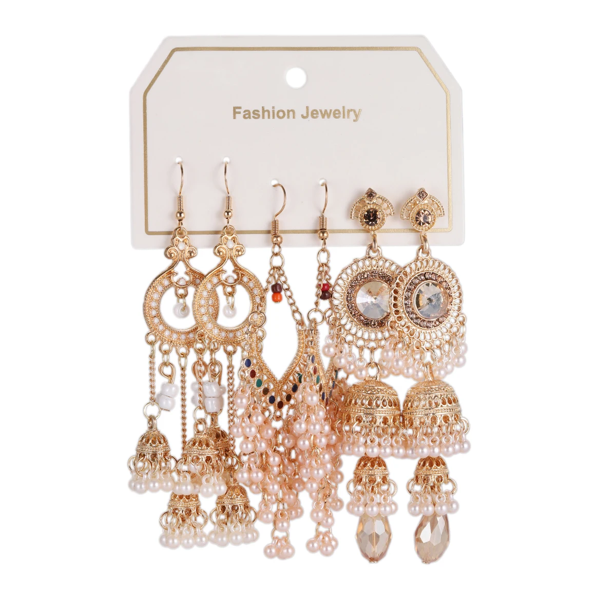 Богемные розовые бусины, серьги с кисточками и кристаллами для женщин, новый комплект 2026, винтажные круглые висячие серьги золотого цвета в форме сердца, ювелирные изделия (art.: 3920d349ee577) - 3920d349ee577