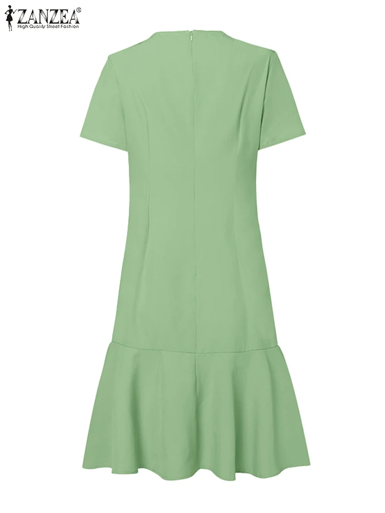 Платье ZANZEA женское с оборками на подоле пикантный модный приталенный Сарафан до