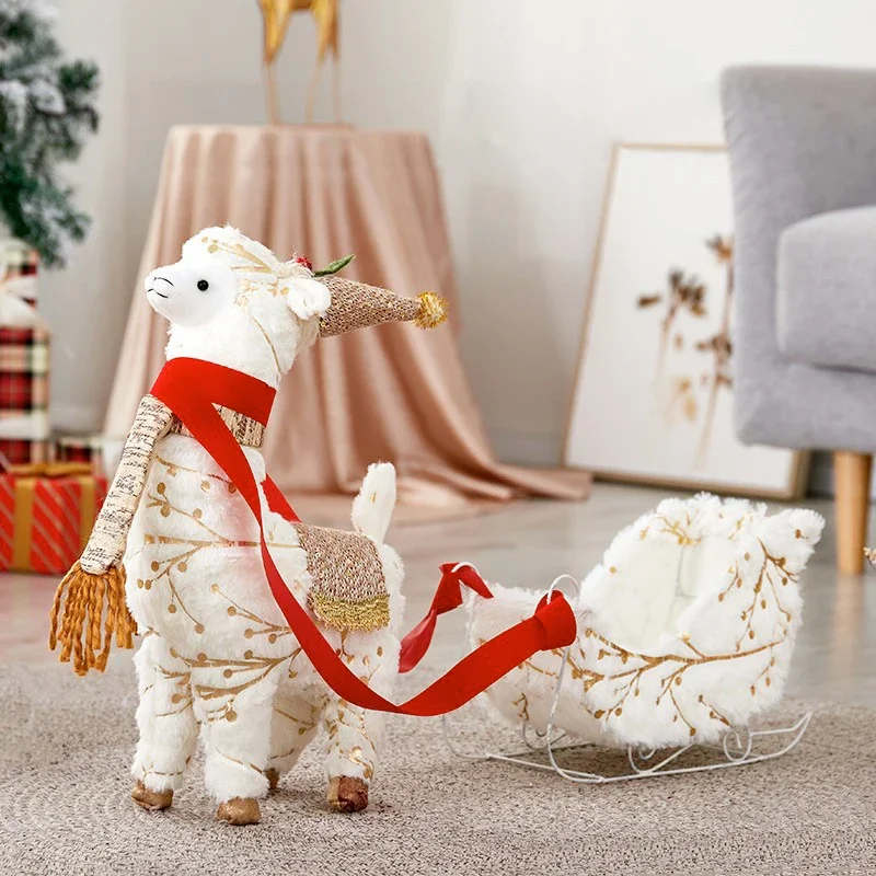 Плюшевый олень сани автомобиль Рождественское украшение для дома Настольный