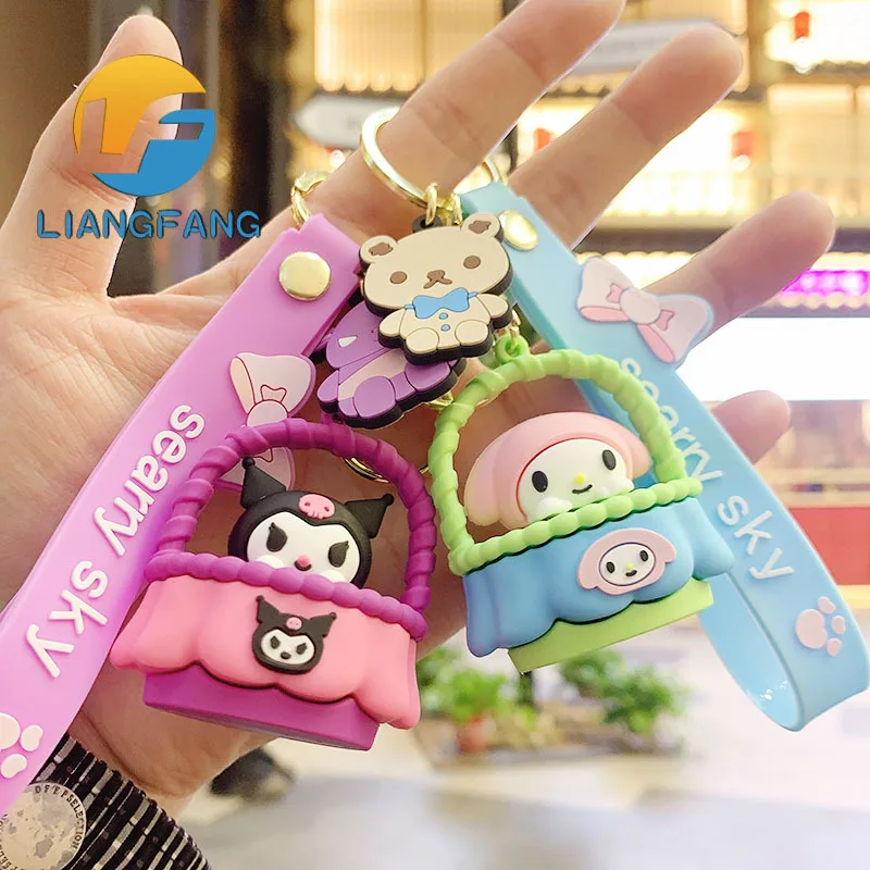 

Kawaii аниме Sanrioed Цветочная корзина Серия ПВХ брелок милая мультяшная MyMelody Kuromi Cinnamoroll сумка Подвеска Игрушка с орнаментом подарок
