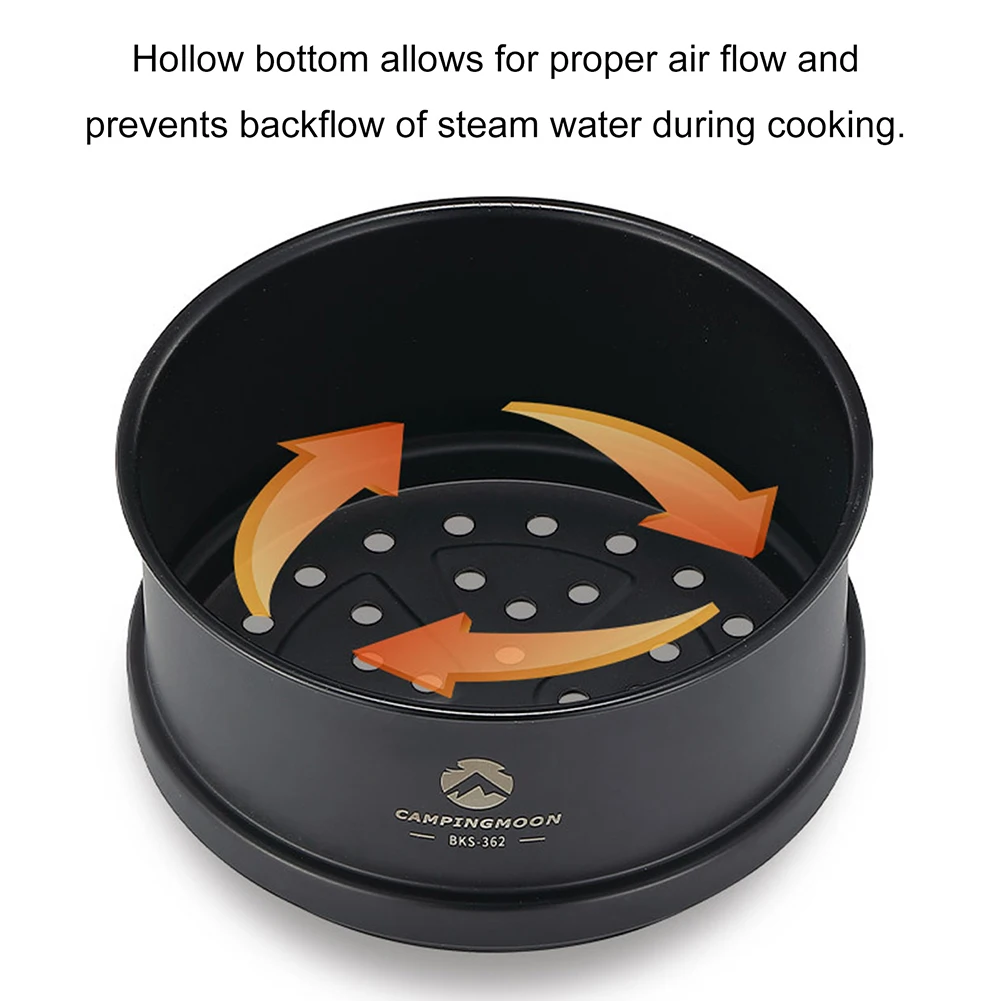 

CAMPINGMOON Stainless Steel Steamer With Black Titanium Coating For Outdoor Sierra Bowl Pan Universal Cooking Pots Steam Pot