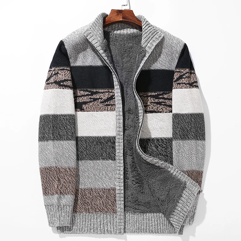 Winter Sweaters Fleece Male Lamb Cashmere Cardigans Cotton Polyester Coat Thicken Warm Cardigan Men Clothing 2023 6XL 7XL