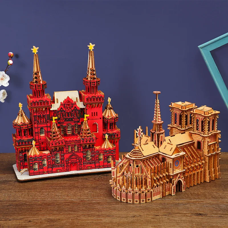 

Notre Dame de Paris Assembled Laser Cutting Wooden Puzzle DIY Educational Science and Education Building Model Toy