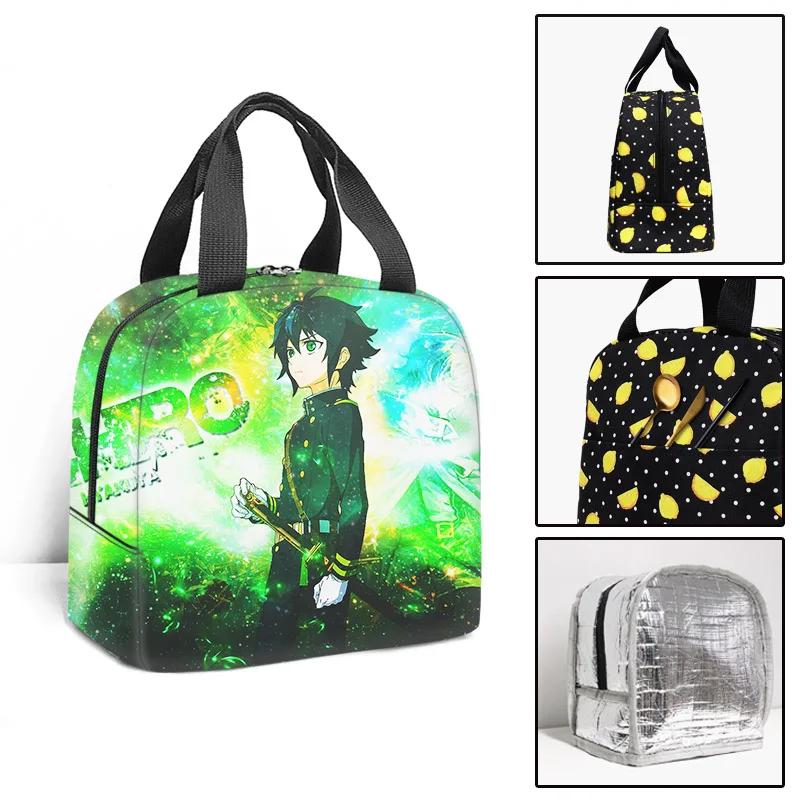 Anime Seraph Of The End Insulated Lunch Bag Boy Girl Travel Thermal Cooler Tote Food Bags Portable Student School Lunch Bag