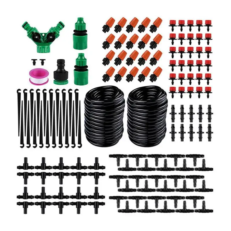 

Drip Irrigation Kit Automatic Irrigation System 98.4FT Greenhouse Micro Drip Irrigation Set Patio Misting Plant Watering System