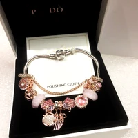 rose gold opal bracelet powder dazzling flower beads blossom beaded charm bracelets for women%ef%bc%88without box%ef%bc%89