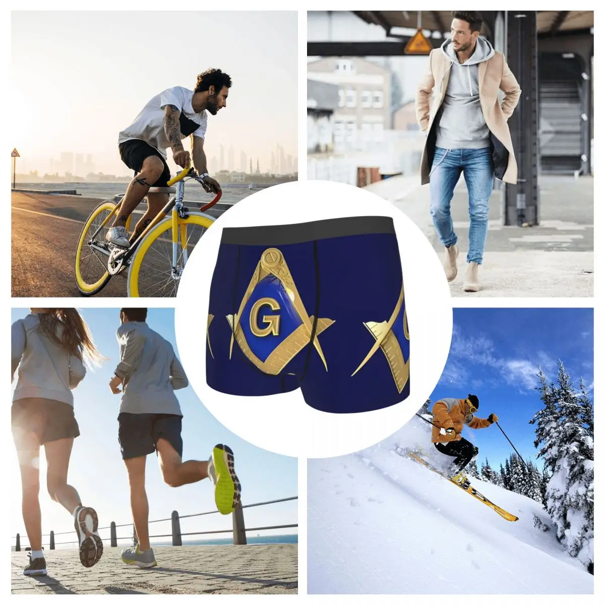 Мужское боксерское нижнее белье Freemason Gold Square &amp Compass Masonic Мужские дышащие боксеры
