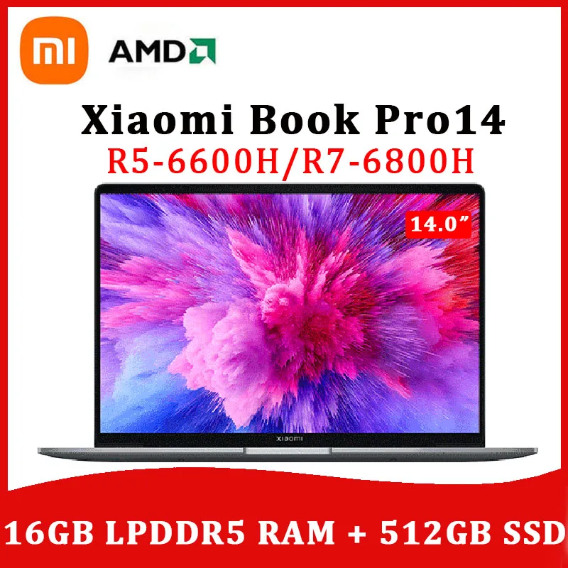 Xiaomi Pro 14 Laptop 2022 New AMD Ryzen 7 6800H 16GB RAM 512GB SSD 2.8K 90Hz OLED Screen Ultraslim Notebook Windows11 Computer