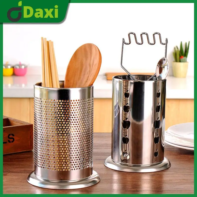 

New Stainless Steel Cutlery Cage Chopsticks Tube Shovel Spoon Bucket Knife Fork Kitchen Storage Rack Utensils Accessories Tools