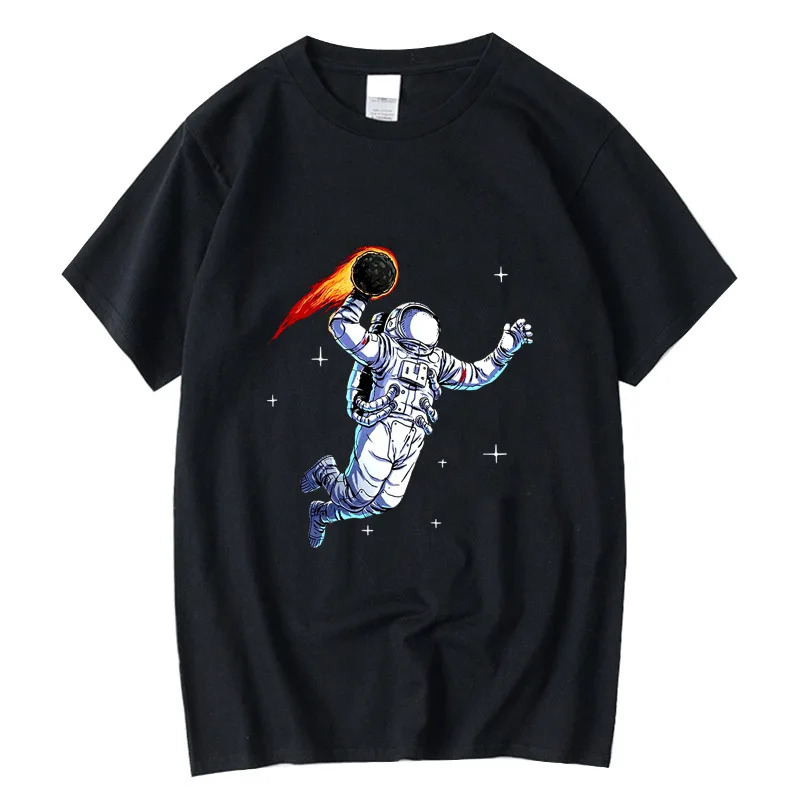 

Футболка XIN YI мужская с забавным космическим принтом, тенниска из 100% хлопка, крутая Свободная майка с круглым вырезом, лето