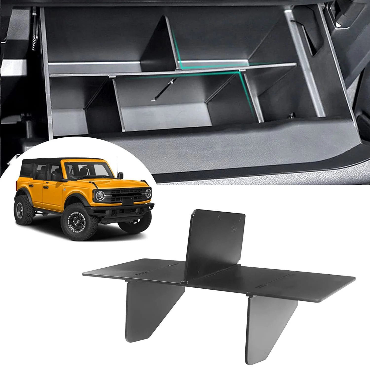 

Center Console Organizer Container Divider for Ford Bronco 2021 2022 Glove Box Dividers Insert Sheet Storage Accessories