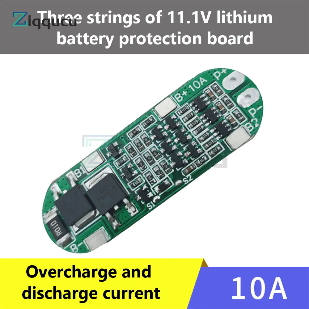 

3S 10A 12V Lithium Battery Charger Protection Board For 3pcs 18650 Li-ion Battery Cell Charging BMS 11.1V 12.6V With Balanced