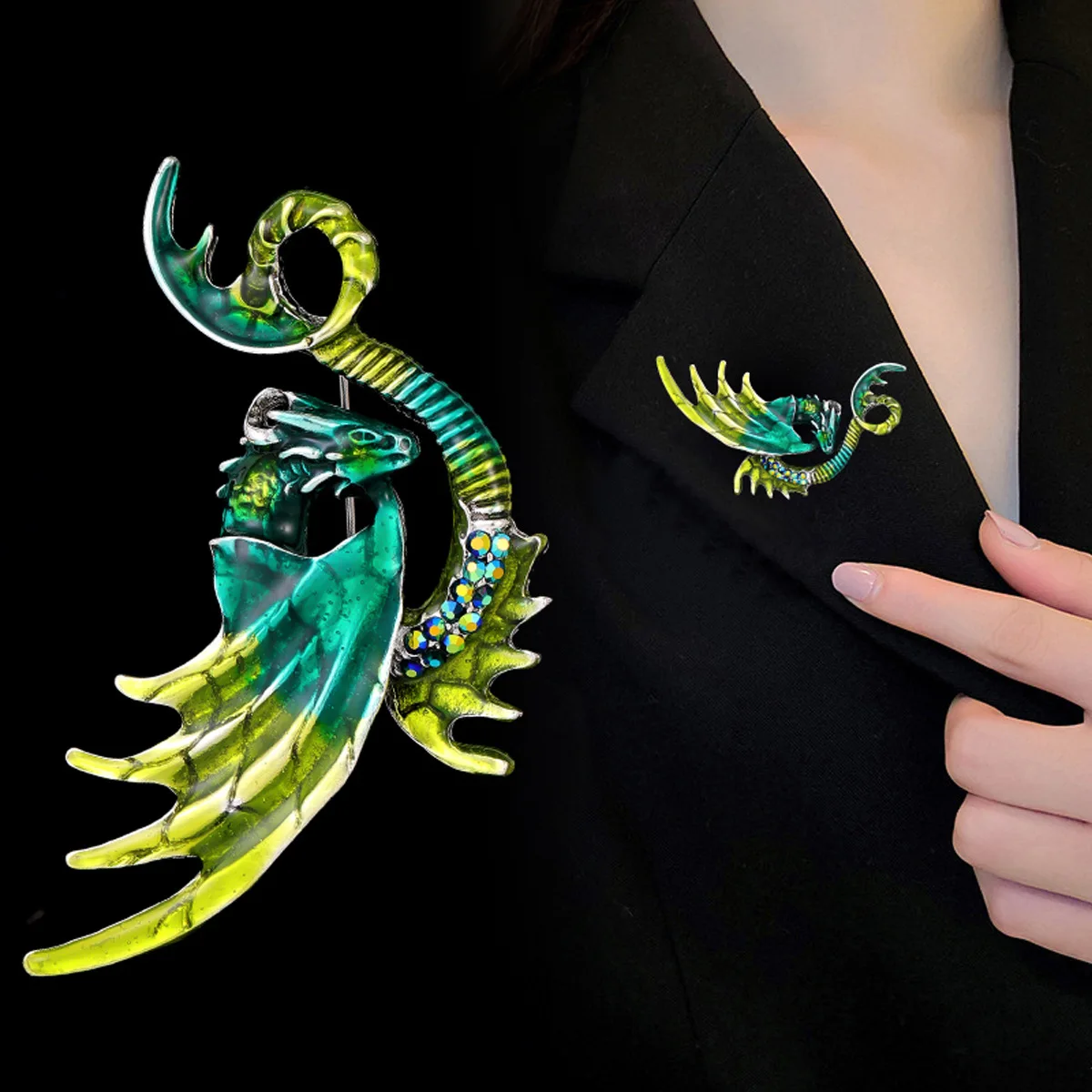 Новинка Мультяшные животные птеродактил брошь Блестящий Кристалл летающий