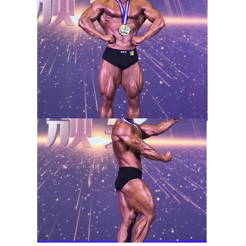 Фото IFBB NPC профессиональные классические брюки для фитнеса, плавки для бодибилдинга, брюки для соревнований, шорты для плавания, мужские №3