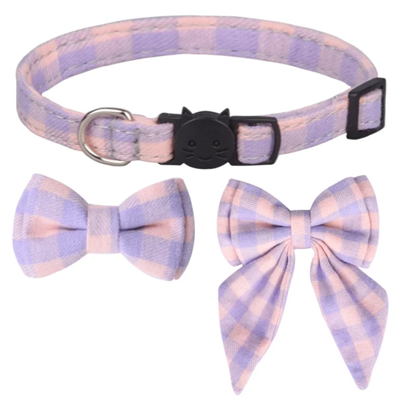 

Adjustable Pet Puppy/Cat Lattice Collar with Bowtie Detachable Bow Decoration for Small Medium Large Dog