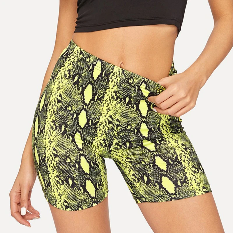 

Women Summer Shorts Sexy Snake Print High Waist Shorts Elastic Waist Short Trousers Women Trousers Pantalones Cortos Mujer
