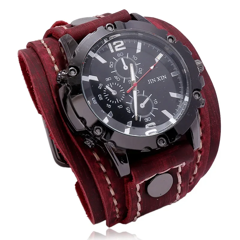 y multicolor męski zegarek kwarcowy luksusowy na rękę 2024 skórzany pasek do zegarków w stylu punkowym dla mężczyzn reloj hombre relojes para