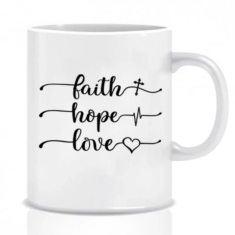 

Faith Hope Love Coffee Cups Religious Bible Verse Inspired Coffeeware Tea Mugs Jesus Gifts Christian Teaware God Lord Drinkware