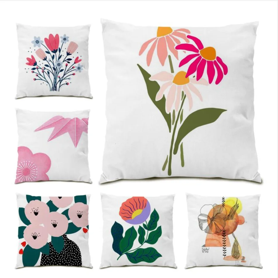 

Beautiful Flowers Print Decoration Home Pillow Cover Throw Pillow Covers Living Room Plants Cushion Cover 45x45 Gift Sofa E0767