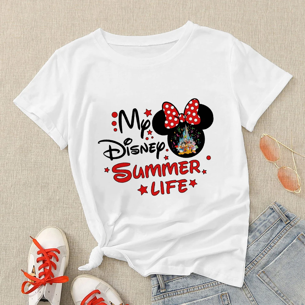 

Женская летняя футболка с принтом «Дисней и Минни»