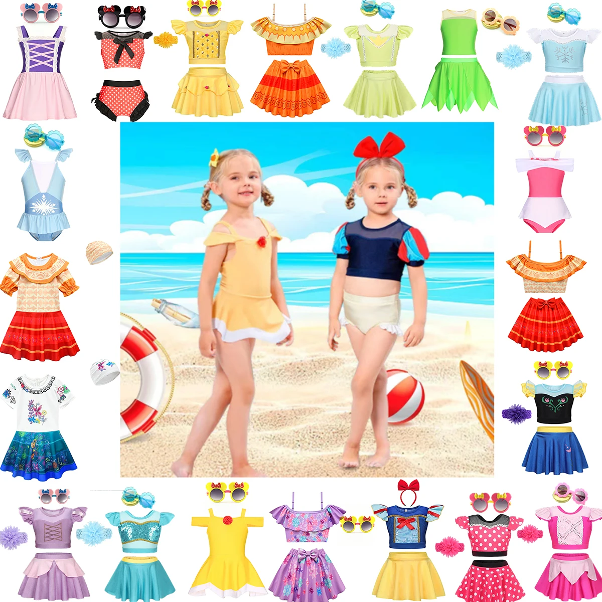 Купальник для девочек Disney Белоснежка Эльза Анна бикини купальный костюм пляжная