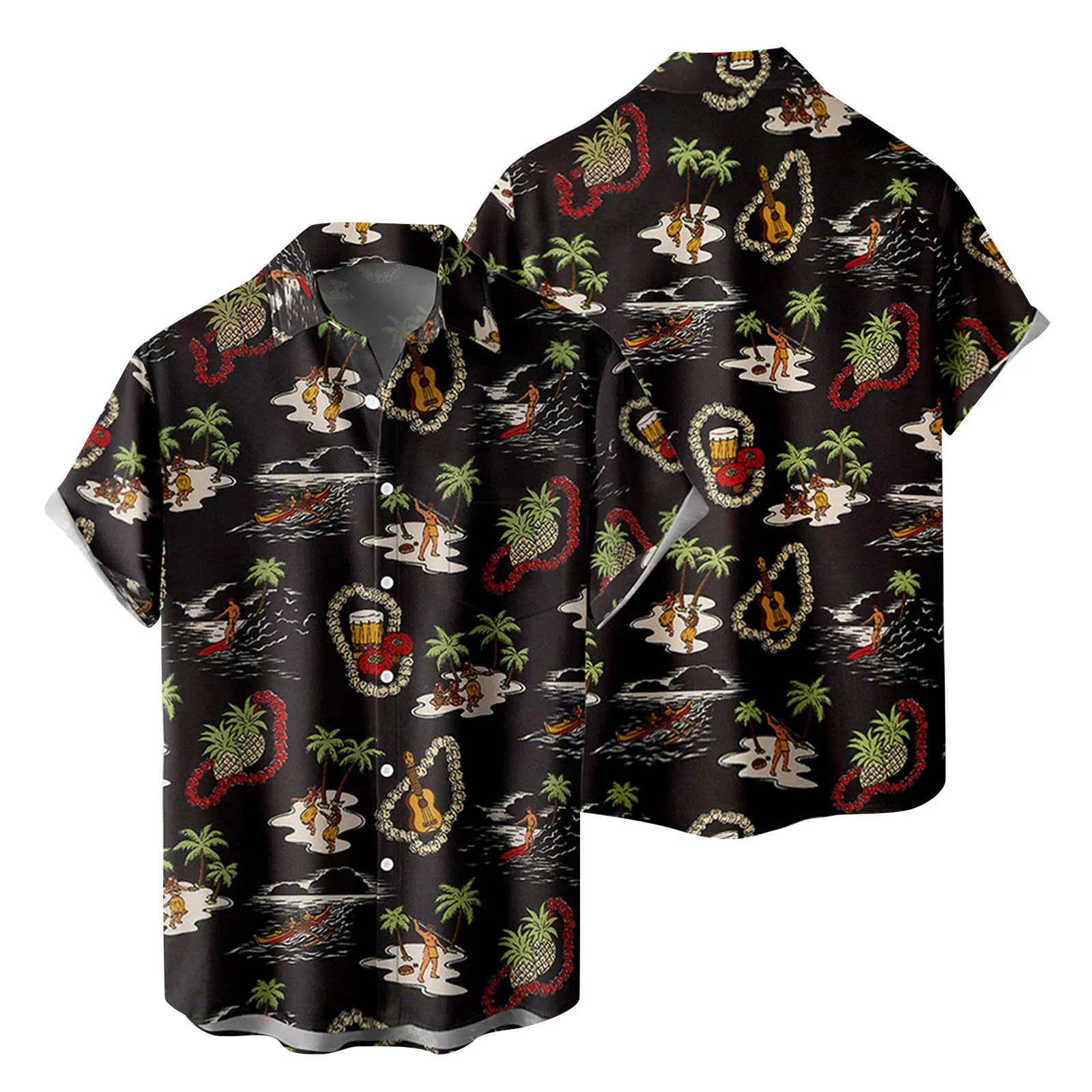 

Мужская модная и Повседневная рубашка с 3D цифровой печатью, с пряжкой, отворотом и коротким рукавом, топ, деловая рубашка, топы, деловая одежда