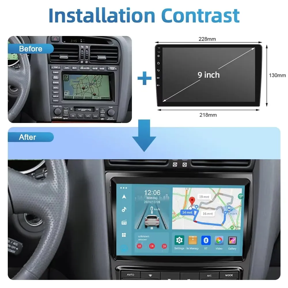 Фото Автомагнитола 2DIN, мультимедийный видеоплеер для Lexus IS GS300 1999-2004, GPS-навигация, CarPlay, автомобильная головка Android №2