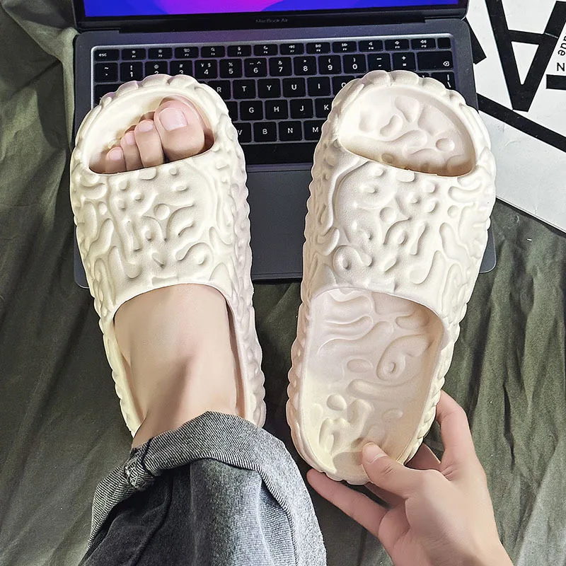 

2023 Summer Men Slippers Thick Platform Bathroom Home Slippers Men Soft Sole EVA Indoor Slides Men Sandals Non-slip Flip Flops