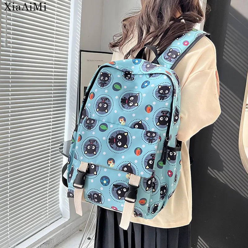 2022 Spring New Cute Cat Student Schoolbag Large-Capacity Student Travel Pink Cartoon Backpack Light Laptop Backpack