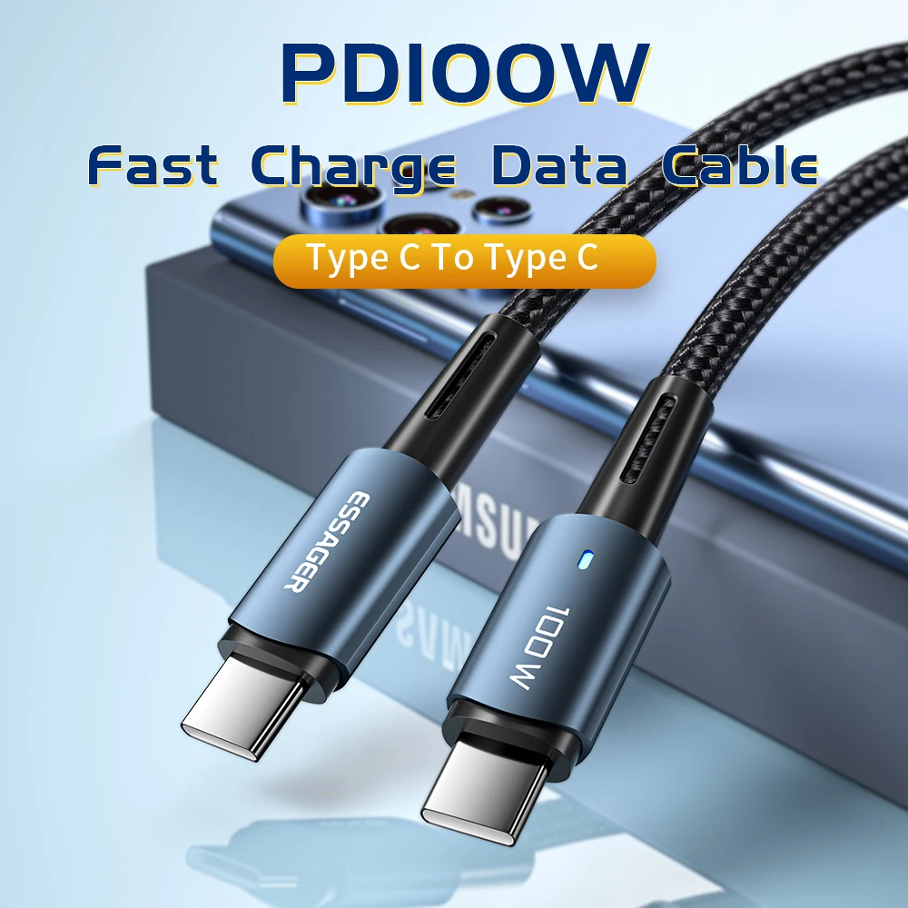 essager usb c to type c cable pd100w 60w fast charge mobile cell phone charging cord wire for xiaomi samsung huawei macbook ipad free global shipping